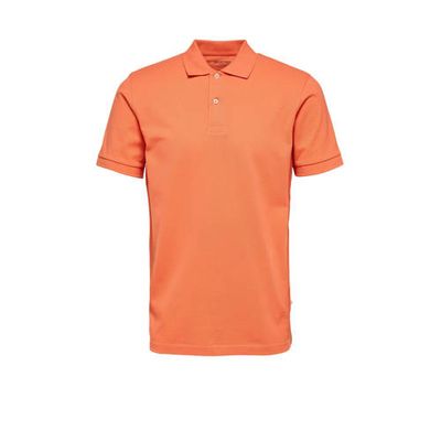SELECTED HOMME slim fit polo van biologisch katoen oranje SELECTED HOMME slim fit polo van biologisch katoen oranje