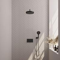 BRAUER Stripe Thermostatische Inbouw Regendouche - drukknoppen - SET 29 - 25cm douchekop - gebogen muurarm - 3-standen handdouche - doucheslang - wandaansluitbocht - mat zwart 5-S-421