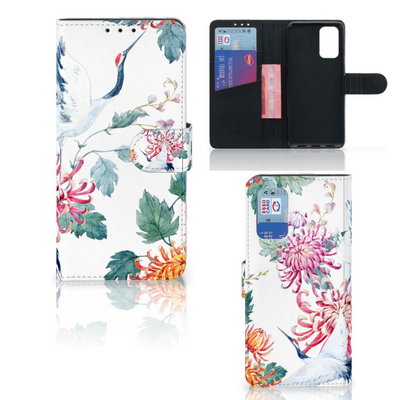 Samsung Galaxy A32 4G Telefoonhoesje met Pasjes Bird Flowers Samsung Galaxy A32 4G Telefoonhoesje met Pasjes Bird Flowers