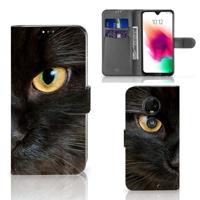 Motorola Moto G7 | G7 Plus | Telefoonhoesje | Met pasjeshouder | Zwarte Kat