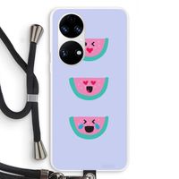 Smiley watermeloen: Huawei P50 Transparant Hoesje met koord