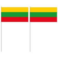 Zwaaivlaggetjes Litouwen vlag - 10x - 12 x 24 cm - papier/plastic - handvlaggetje