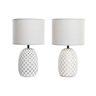 Bureaulamp DKD Home Decor Koper Wit Keramiek 220 V 40 W (24 x 24 x 40 cm) (2 Stuks)