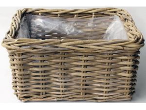Bloembak Bak Rotan Antique Grijs 40X40H20 cm - Van der leeden