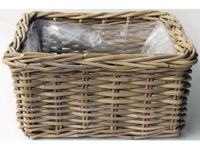 Bloembak Bak Rotan Antique Grijs 40X40H20 cm - Van der leeden