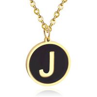 Goudkleurige Dames Schakelketting met Zwarte Kettinghanger Letter J