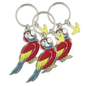 Metalen sleutelhanger van een rode papegaai - Set van 6x stuks - 5 cm - Dieren cadeau artikelen - Ki