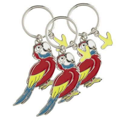 Metalen sleutelhanger van een rode papegaai - Set van 6x stuks - 5 cm - Dieren cadeau artikelen - Ki