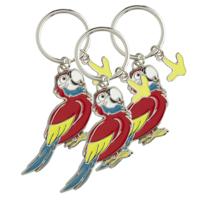 Metalen sleutelhanger van een rode papegaai - Set van 6x stuks - 5 cm - Dieren cadeau artikelen - Ki
