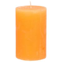 Stompkaars/cilinderkaars - oranje - 5 x 8 cm - klein rustiek model - thumbnail