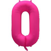Folieballon Cijfer 0 Neon Roze (86cm)