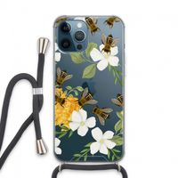 No flowers without bees: iPhone 13 Pro Max Transparant Hoesje met koord