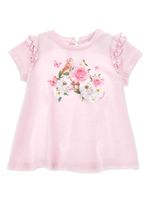 Monnalisa t-shirt en coton à fleurs - Rose - thumbnail