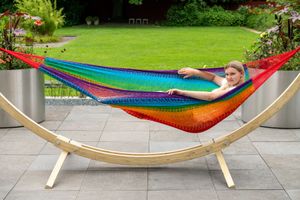 Hangmat met Standaard Tweepersoons 'Wood & Mexico' Rainbow - Veelkleurig - Tropilex ®