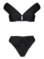 Noire Swimwear bikini froncé à taille haute - thumbnail