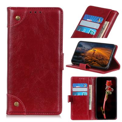 Koperen gesp nappa textuur horizontale Flip lederen case voor de iPhone XI (2019) met houder & card slots & portemonnee (wijnrood)