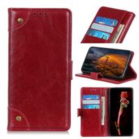 Koperen gesp nappa textuur horizontale Flip lederen case voor de iPhone XI (2019) met houder & card slots & portemonnee (wijnrood)