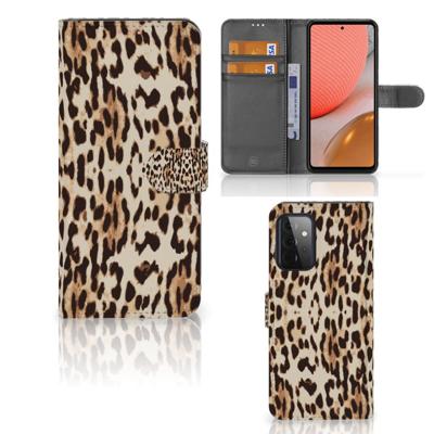 Samsung Galaxy A72 | Telefoonhoesje | Met pasjeshouder | Leopard