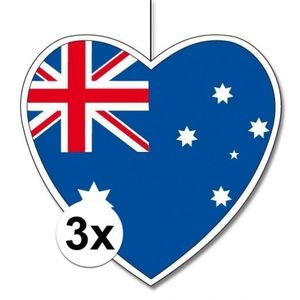 3x Australie hangdecoratie harten 28 cm