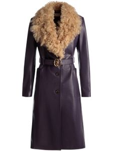 Bally manteau ceinturé à col en peau lainée - Violet