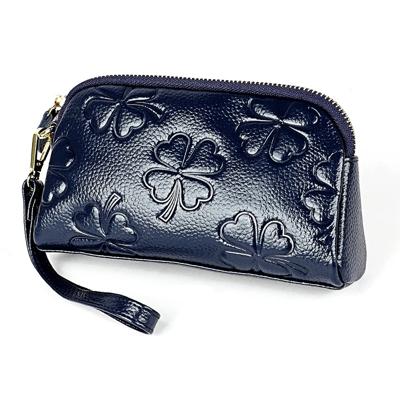 2026 multifunctionele Litchi textuur vrouwen grote capaciteit hand portemonnee shell tas met kaartsleuven (Sapphire Blue)