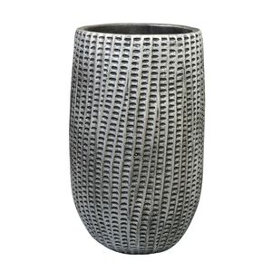 Ter Steege Bloempot/plantenpot hoog - binnen - zwart/metaal - D15/H24 cm - cement   -