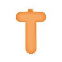 Oranje opblaasbare letter T - thumbnail