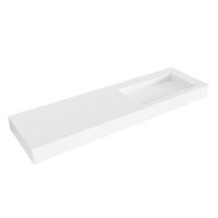 Mondiaz AVON Vrijhangende wastafel - 160cm - wasbak rechts - rand 12cm - Solid surface Talc XM21049Talc