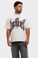 Label Garment Heavyweight Boxy T-Shirt Heren Wit/Rood - Maat XL - Kleur: RoodWit | Soccerfanshop