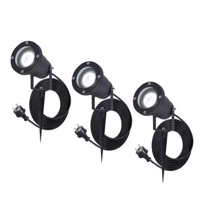Set van 3 Sydney LED prikspots - GU10 4 Watt 345 Lumen - Dimbaar - Kantelbaar - 6500K daglicht wit - IP64 Waterdicht - 1.5m kabel met EU-stekker - Zwart