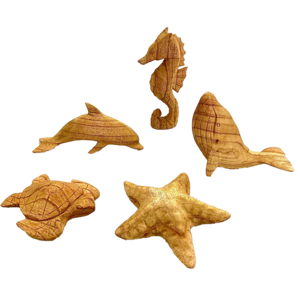 Papoose Toys Papoose Toys Sea Animals Hand Carved/5pc