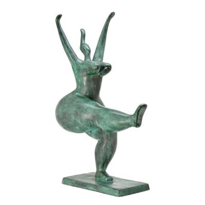 A MODERNIST BRONZE SCULPTURE OF A FEMALE NUDE DANCER