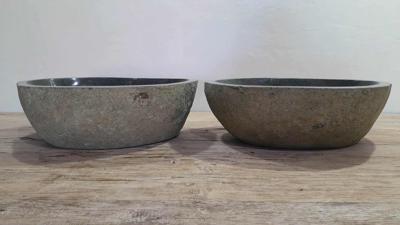 Aufsatzwaschbecken aus Flussstein Satz RM250306AB, 46x36x15 cm