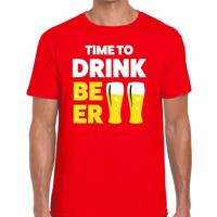 Time to drink Beer - tekst t-shirt - rood - voor heren - Thema feest shirts - BIER Drinken