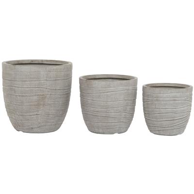 Plantenbakkenset Home ESPRIT Beige Glasvezel Magnesium 45 x 45 x 43 cm (3 Stuks)