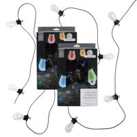 Home Deco Factory feestverlichting lichtsnoer - 2x - 10 LED lampen - gekleurd - 450 cm