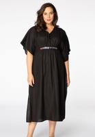 Yoek Dress embroidered detail | Zwart | Maat 50/52