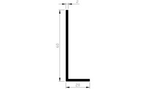 Hoekprofiel alu brute 60x20x2mm (a 6mtr)