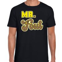 Bellatio Decorations verkleed t-shirt voor heren - Mr. Fout met giraffe print - zwart/geel - carnaval 2XL  -