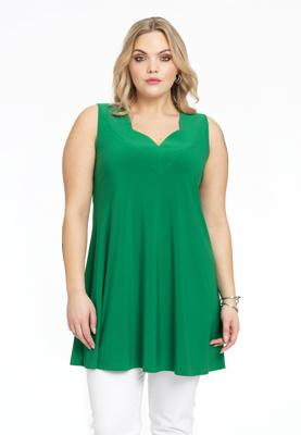 Yoek Singlet wide bottom V-hals | Groen | Maat 58/60