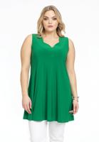 Yoek Singlet wide bottom V-hals | Groen | Maat 54/56