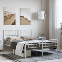 Bedframe met hoofd- en voeteneinde metaal wit 135x190 cm