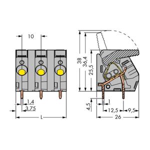 WAGO 2706-204/000-004 Veerkrachtklemblok 6.00 mm² Aantal polen 4 Zwart 30 stuk(s)