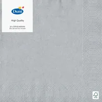 Duni 3-laags tissue servet 33x33cm zilver 20 stuks Duni 3-laags tissue servet 33x33cm zilver 20 stuks
