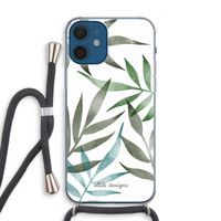 Tropical watercolor leaves: iPhone 12 Transparant Hoesje met koord