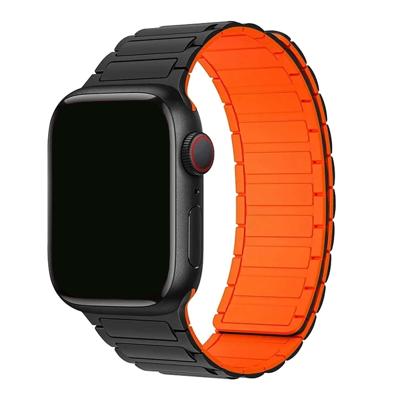 Apple Watch Bandje Zyro - Siliconen - Zwart Oranje - 44, 45, 46 & 49mm