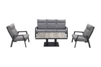 Exome 3 zits bank met 2 exome Fauteuls en up down tuintafel Camos