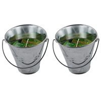 Citronella kaars in metalen emmertje - 2x - H9 cm - 30 branduren - citrusgeur