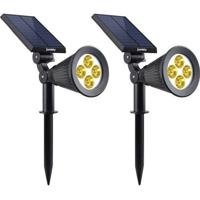 LUMI GARDEN Set van 2 spots Spotlight solar LED Spiky - Warm wit licht - 34 cm