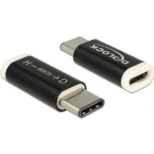 DeLOCK 65678 tussenstuk voor kabels USB 2.0-C USB 2.0 Micro-B Zwart, Wit